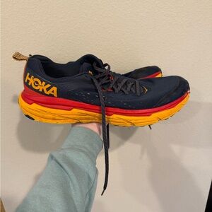Hoka One One Men's Navy and Yellow Athletic Shoes 12.5